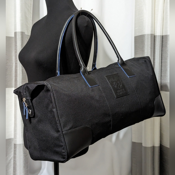 Vince Camuto Black Nylon Duffle/Travel Bag w/ Bright Blue Accents - Picture 2 of 12